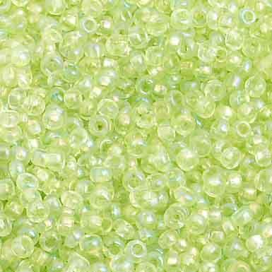 Preciosa Ornela 10/0 Preciosa Seed Beads 10/0 Transparent Light Green Rainbow AB Czech Seed Beads