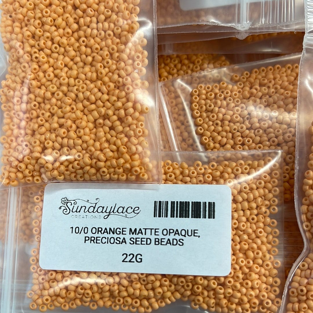 Sundaylace Creations & Bling 10/0 Preciosa Seed Beads 10/0 Orange Matte Opaque, Preciosa Seed Beads