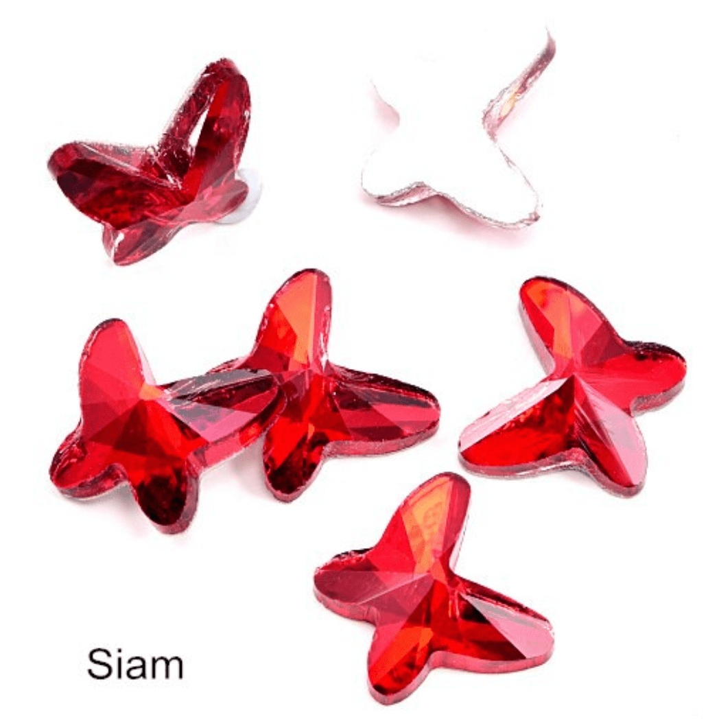 Sundaylace Creations & Bling Glass Gems Red Butterfly 10*12mm  Red/Purple/Pink Butterfly Shaped, Glue on,  Glass Gem