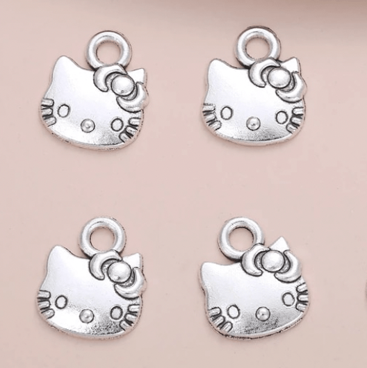 Sundaylace Creations & Bling Earring Findings 10*13mm Silver Hello Kitty Charms, one hole top,  Earring Findings