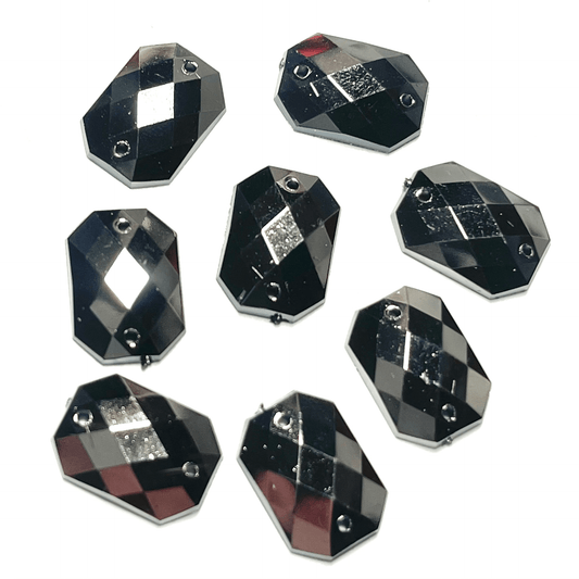 Sundaylace Creations & Bling Resin Gems 10*14mm Gunmetal Checkered rounded rectangle, Sew on, Resin Gems
