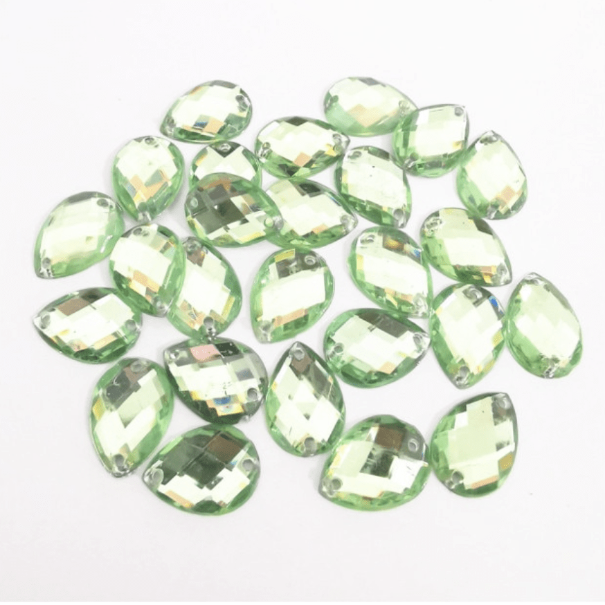 Sundaylace Creations & Bling Resin Gems 10*14mm Mint Light Green Teardrop, Sew on, Resin Gem, *Sold in set of 4 gems*