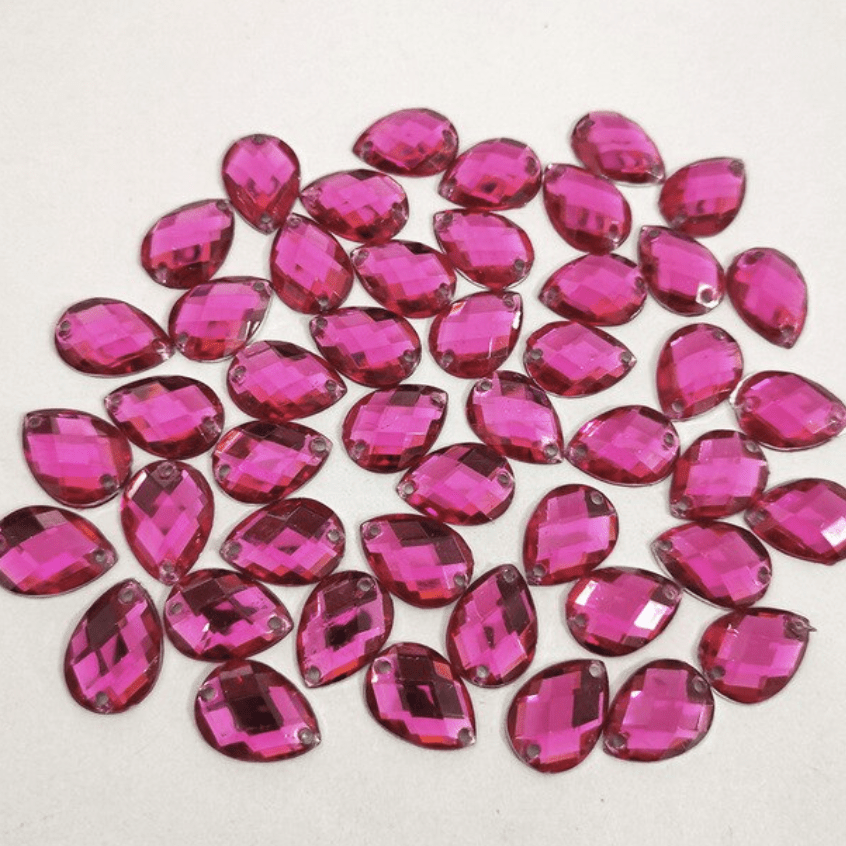 Sundaylace Creations & Bling Resin Gems 10*14mm Raspberry Fuschia Pink Teardrop, Sew on, Resin Gem *Sold in 4 gems*