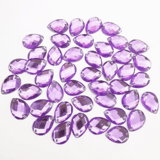 Sundaylace Creations & Bling Resin Gems 10*14mm Violet Purple Teardrop, Sew on, Resin Gem, *Sold in set of 4 gems*