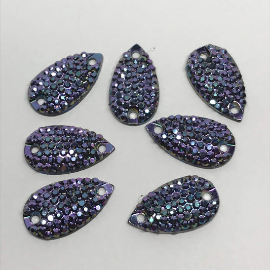 10*18mm, 10*18mm Purple Mermaid, AB and Purple Mermaid texture Teardrop, flat back, sew on, Resin Gem, (Sold in Pair)