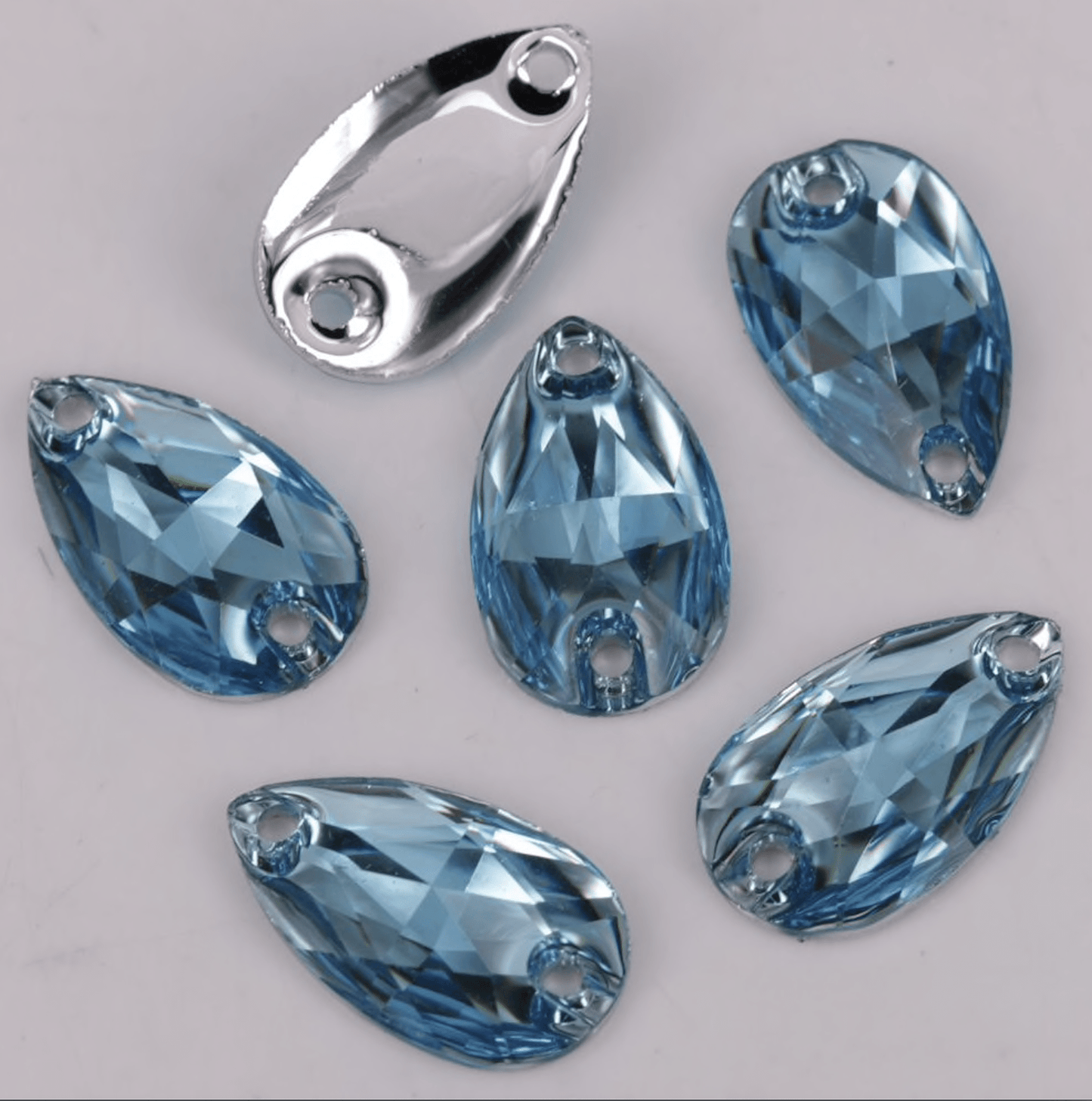 Sundaylace Creations & Bling Resin Gems Light Blue 10*18mm Mulit-colour Teardrop, Sew on, Resin Gem