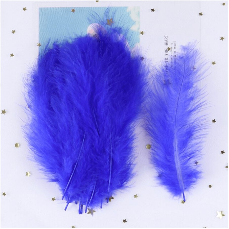 Sundaylace Creations & Bling Royal Blue Turkey Feathers 100mm Soft Fluffy Turkey Feathers (DYI), Earring Findings (Sold 100 feathers)