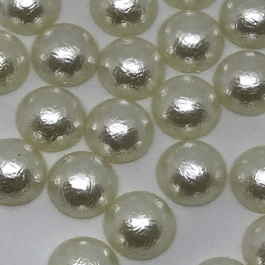 Sundaylace Creations & Bling Resin Gems 10mm & 12mm Textured Ivory Pearl Glue on Resin Gem *Crushed Pearl Texture* Sold in pair