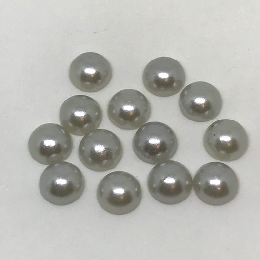 10mm, 10mm Grey Pearl, 12mm Grey Pearl Glue on, Resin Gem, (Sold in Pair)