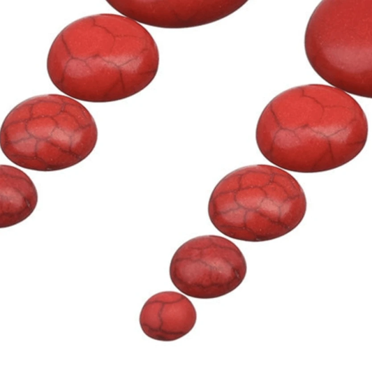 Sundaylace Creations & Bling Stone Gem 10mm-14mm Semi-Precious Red Dyed Howlite Round Stone, Round Shape, Glue on, Stone Gem Sold in pairs