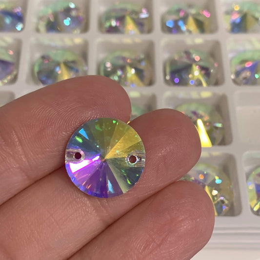 Sundaylace Creations & Bling Fancy Glass Gems 12mm 10mm-18mm AB Rivoli, Grade AAAAA High Quality, Sew on, Fancy Glass Gem