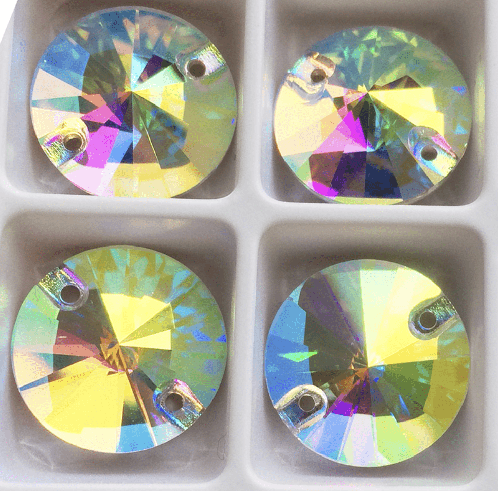 Sundaylace Creations & Bling Fancy Glass Gems 14mm 10mm-18mm AB Rivoli, Grade AAAAA High Quality, Sew on, Fancy Glass Gem