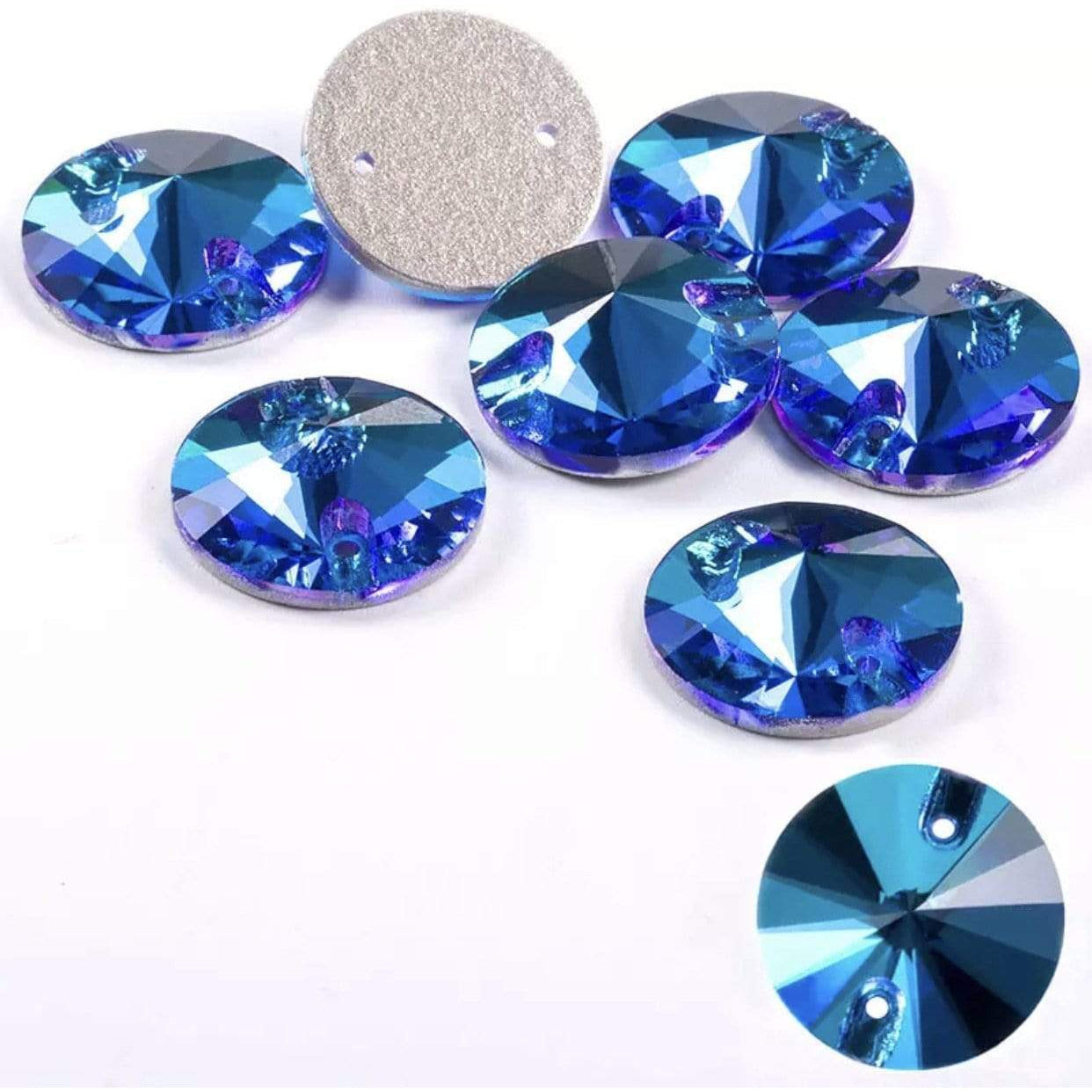 Sundaylace Creations & Bling Fancy Glass Gems 10mm Blue Flame Rivoli Multi-relfective, Sew on, Fancy Glass Gem