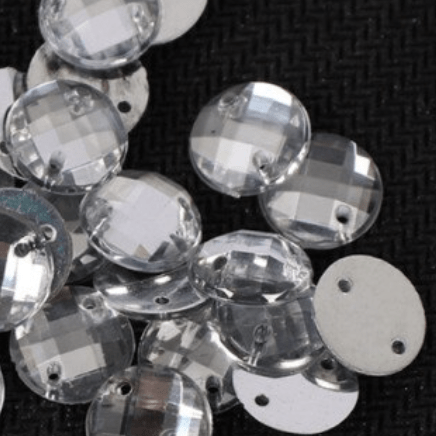 Sundaylace Creations & Bling Resin Gems 10mm Clear Checkered Rivoli, Sew on, Resin Gem