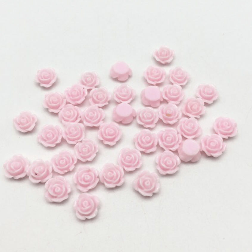 Sundaylace Creations & Bling Resin Gems Light Pink 10mm Colourful Mini Rose Flower, Glue on, Resin Gem