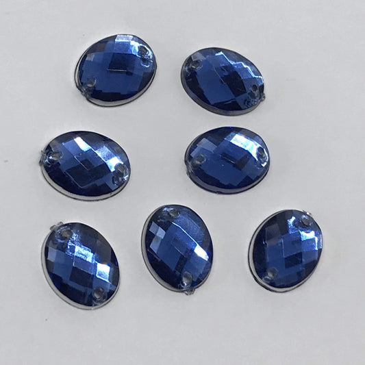 Sundaylace Creations & Bling 10mm Dark Blue Sapphire OVAL Resin Gem, Sew On