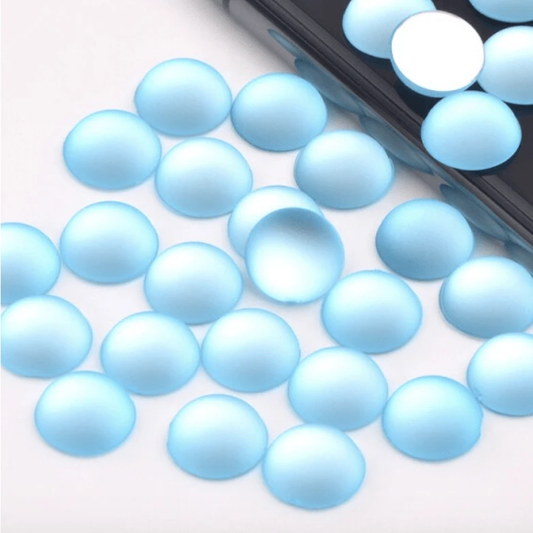 10mm, Frosted Aqua Blue, Frosted Matte Cat Eye Reflective, Glue on, Resin Gems, Resin Gem, (Sold in Pair)