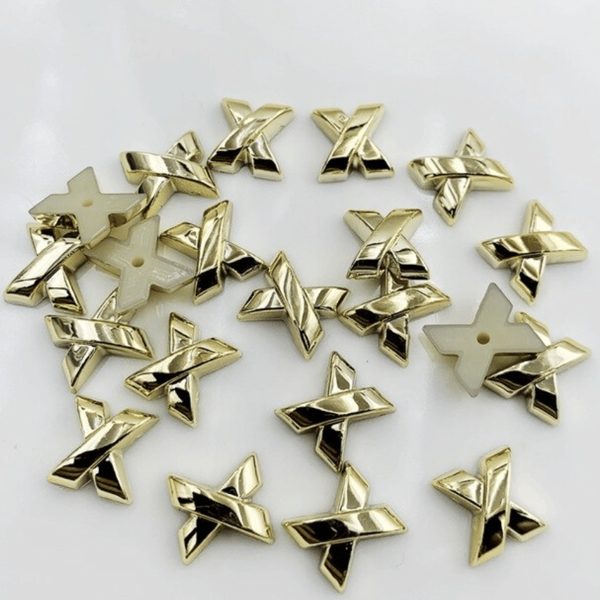 Sundaylace Creations & Bling Resin Gems 10mm Gold Metallic X shaped, Odd shape, Glue on, Resin Gem