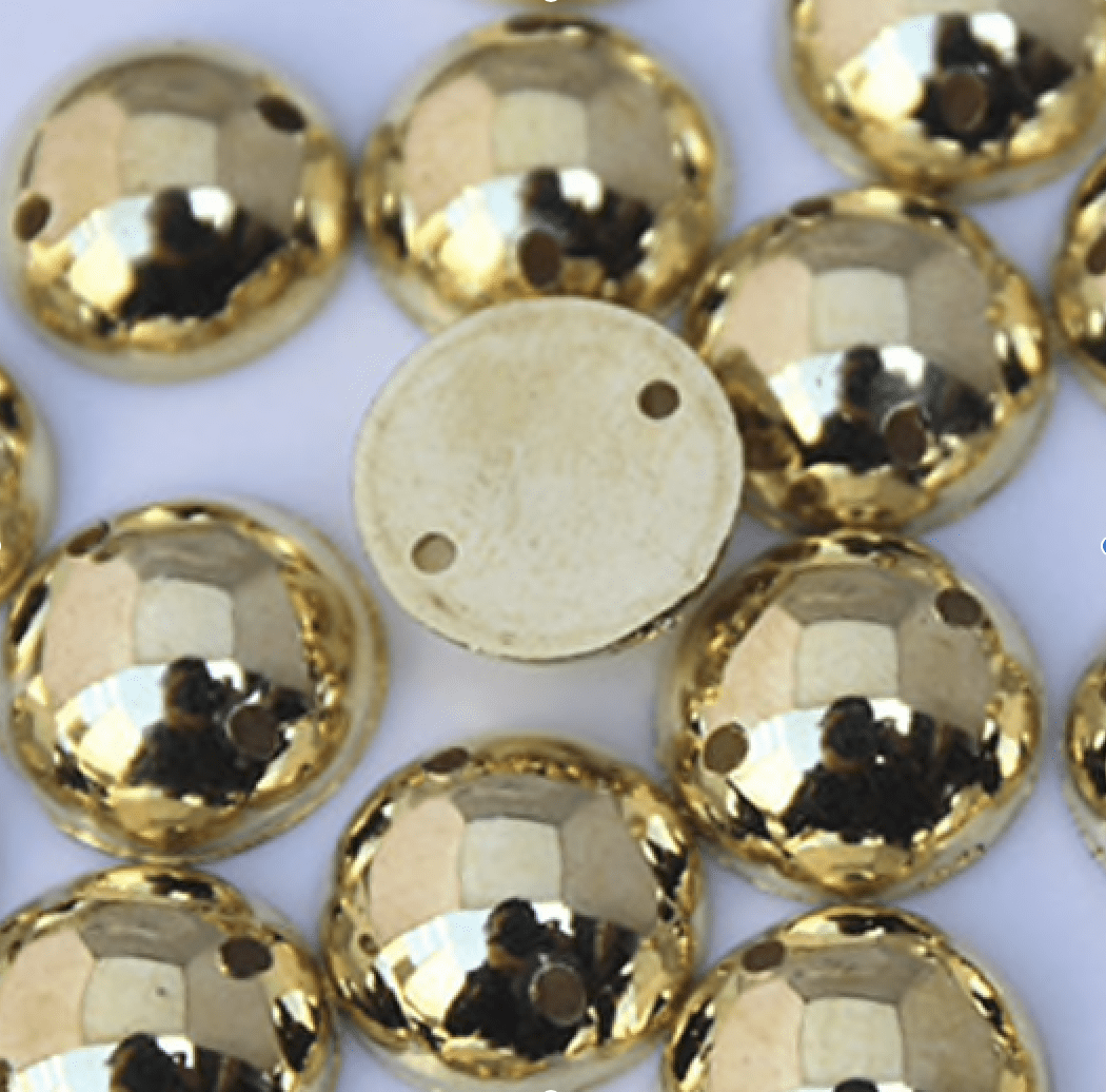 Sundaylace Creations & Bling Resin Gems 10mm Gold 10mm Gold & Gunmetal, 8mm  Silver, Metallic Sew On, Resin Gem