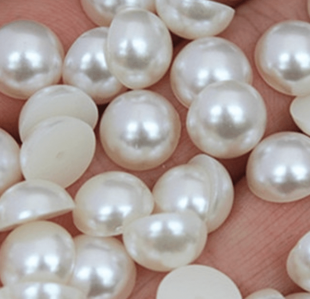 Sundaylace Creations & Bling Resin Gems 10mm Ivory White Pearl Round, Glue on, Resin Gem (Sold in Pair)