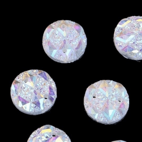 Sundaylace Creations & Bling Resin Gems 10m Moon Rock Crinkle AB Rivoli, Sew on, Resin Gems