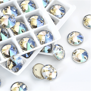 Sundaylace Creations & Bling Fancy Glass Gems 12mm Moonlight Rivoli, Grade AAAA, Sew on, Fancy Glass Gem