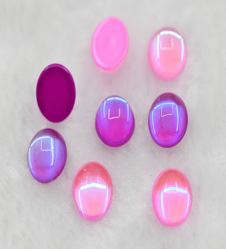 Sundaylace Creations & Bling Resin Gems 10mm Pink and Purple Jelly Luminous Dome Round, Glue on, Acrylic Resin Gem