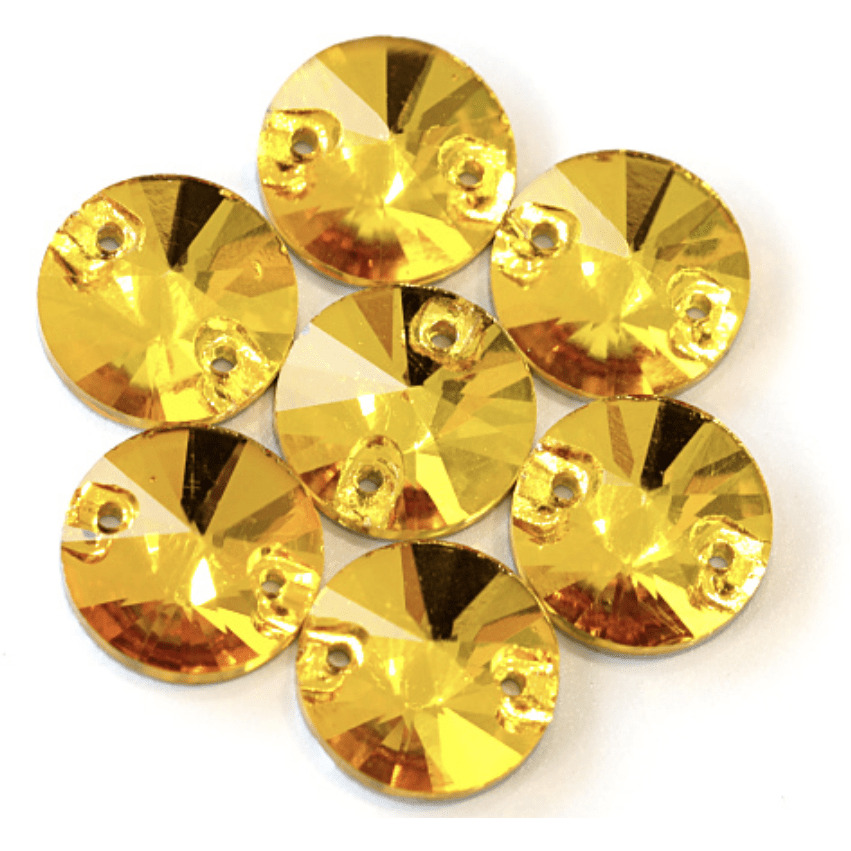 Sundaylace Creations & Bling Glass Gem Topaz/Gold Yellow / 10mm 10mm Rivoli Glass Gem, Sew On (Multiple colours)