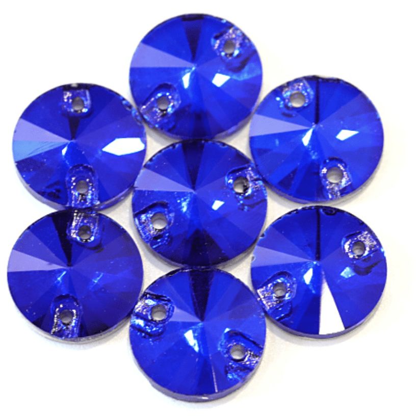 Sundaylace Creations & Bling Glass Gem Royal Blue / 10mm 10mm Rivoli Glass Gem, Sew On (Multiple colours)