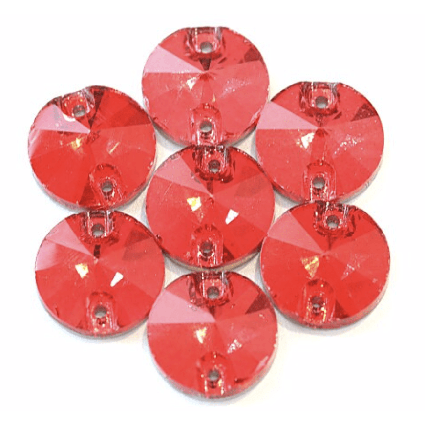 Sundaylace Creations & Bling Glass Gem Red / 10mm 10mm Rivoli Glass Gem, Sew On (Multiple colours)