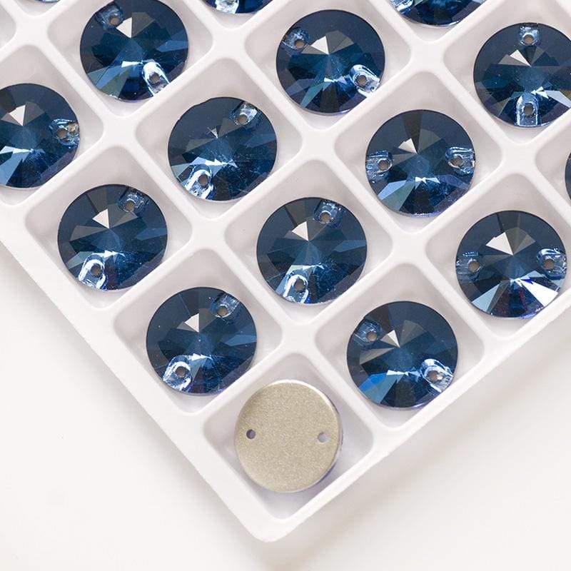Sundaylace Creations & Bling Fancy Glass Gems 10mm Sapphire Blue Rivoli Round Fancy Glass Gem