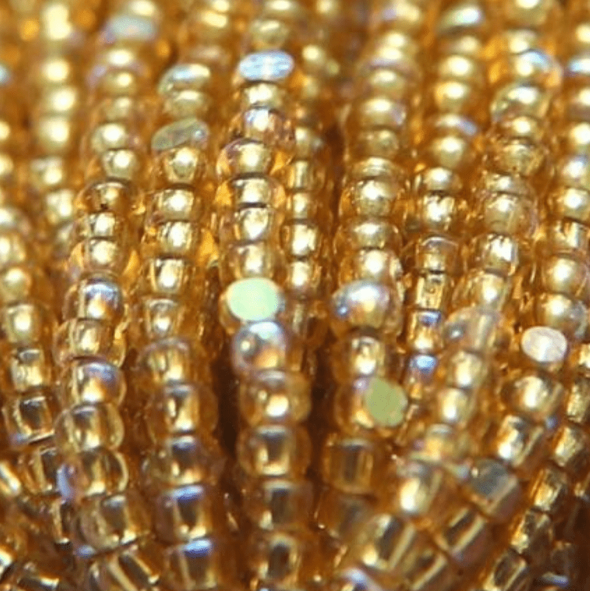 11/0 Charlotte Cut *Premium SHEEN India Seed Bead- Opaque Patina Gold Silver Lined Aurore Boreale  Aurore Boreale  (AB) *10g Hank* Charlotte Cut Seedbeads