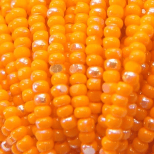 11/0 Charlotte Cut *Premium SHEEN India Seed Bead- Opaque Patina Light Orange Aurore Boreale  (AB) *10g Hank* Charlotte Cut Seedbeads