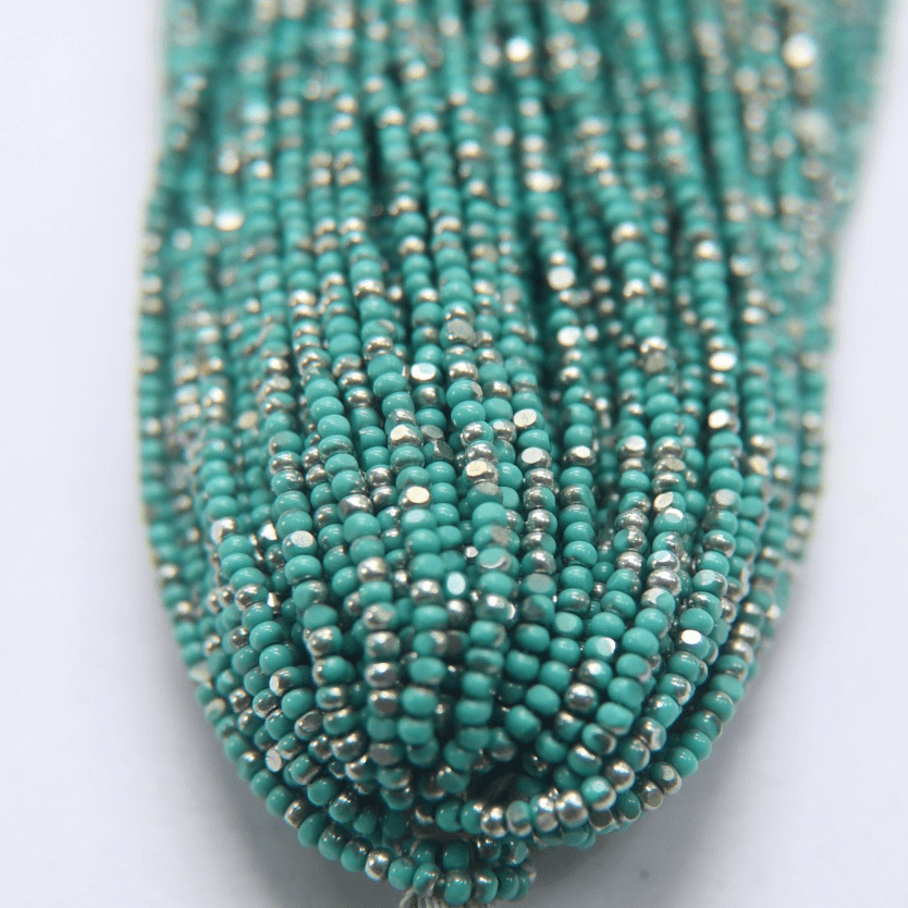 11/0 Charlotte Cut Seed Bead- Patina Opaque Aqua Green Silver *10g Hank* Charlotte Cut Seedbeads