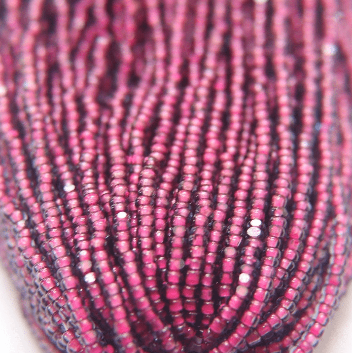11/0 Charlotte Cut SHEEN India Seed Bead-  Black Diamond Neon Pink Lined *10g Hank* Charlotte Cut Seedbeads