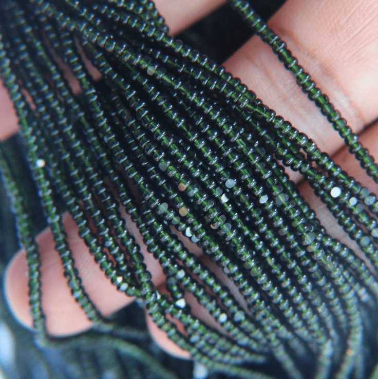 11/0 Charlotte Cut SHEEN India Seed Bead- Transparent Dark Olivine Green *10g Hank* Charlotte Cut Seedbeads