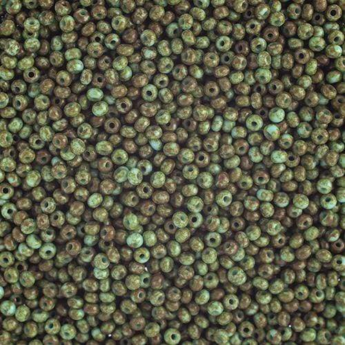 Preciosa Ornela 11/0 Preciosa Seed Beads 11/0 Opaque Travertine on Turquoise, Preciosa Seed Bead