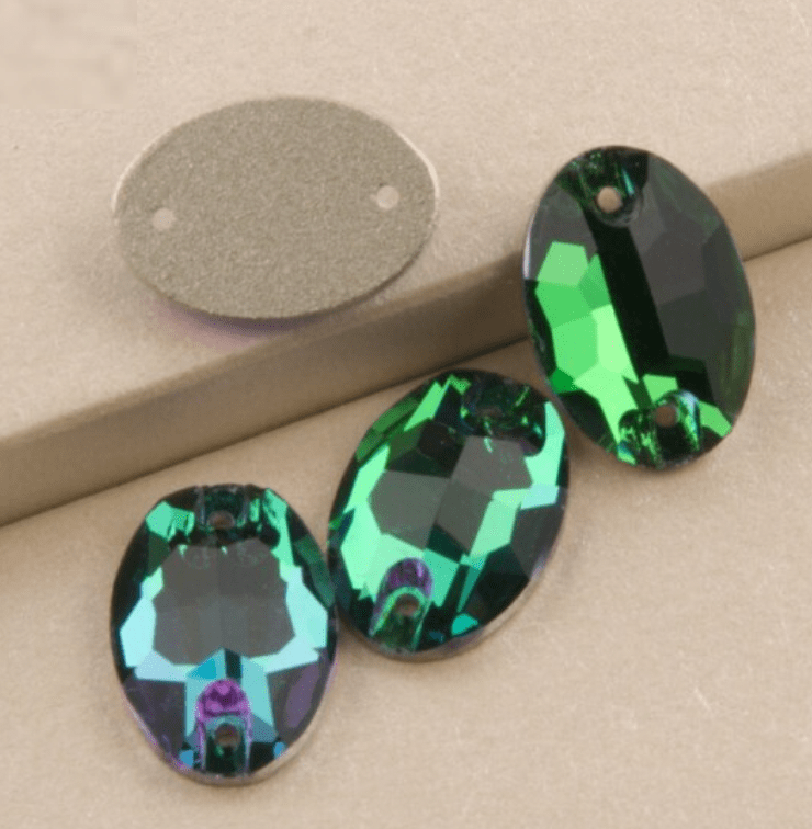 Fancy Glass Gems Fancy Glass Gems 11*16mm Green *Purple* Flame Oval, Sew on, Fancy Glass Gems