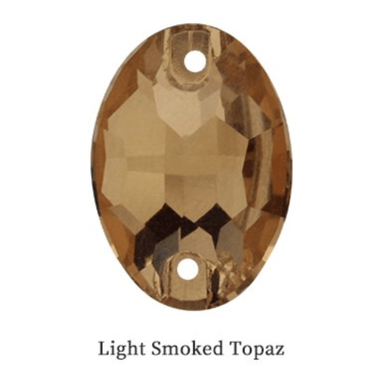 Sundaylace Creations & Bling Fancy Glass Gems 11*16mm Light Smoked Topaz *Brown* OVAL, Sew on, Fancy Glass Gem