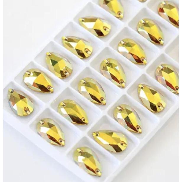 Sundaylace Creations & Bling Fancy Glass Gems 11*18mm & 13*22mm Sunshine, Gold Yellow Teardrop, Best Quality Fancy Glass Gem