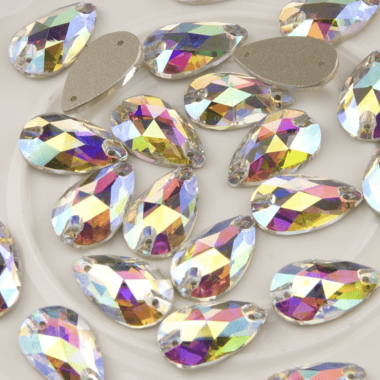 Sundaylace Creations & Bling Fancy Glass Gems 11*18mm AB Glass TEARDROP, High Quality, Sew on, Fancy Glass Gem