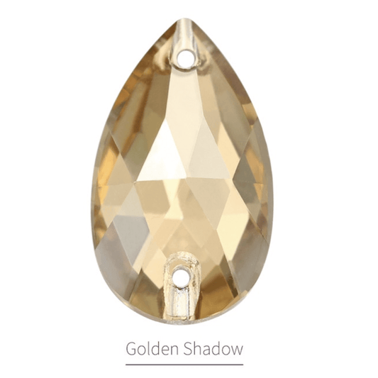 Sundaylace Creations & Bling Fancy Glass Gems 11*18mm and 13*22mm Golden Shadow Teardrop, Sew on, Fancy Glass Gems
