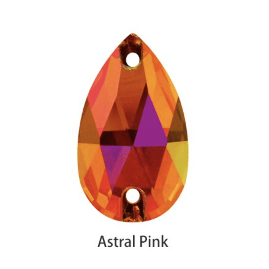 Sundaylace Creations & Bling Fancy Glass Gems 11*18mm Astral Pink *Orange Flame Teardrop, Sew on, Fancy Glass Gems