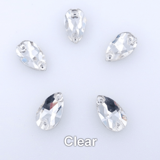 Glass Gems Glass Gems 11*18mm Crystal Clear Glass Teardrop, sew on, Glass Gem