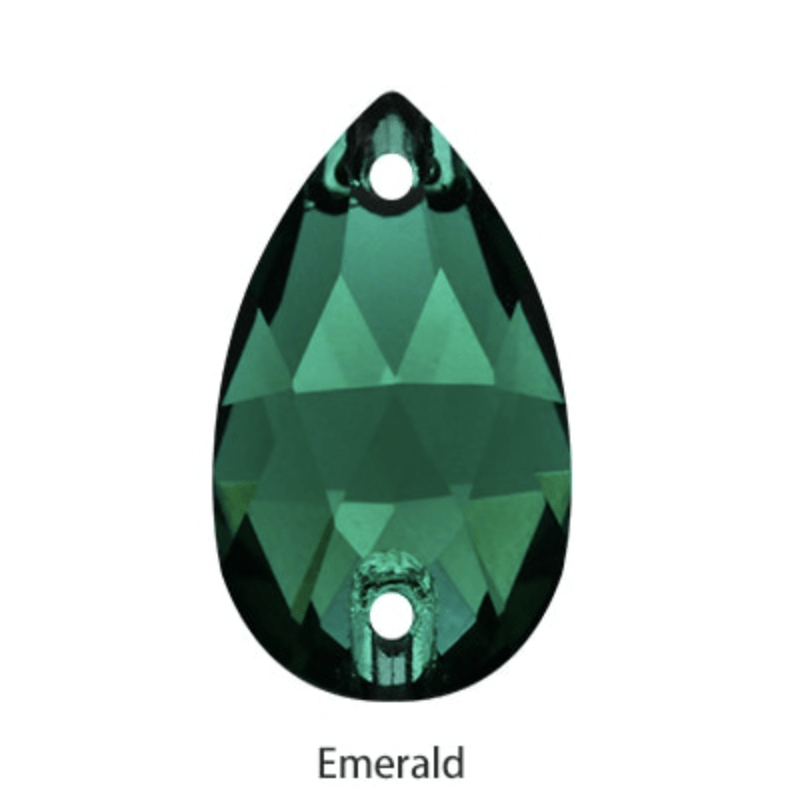 Sundaylace Creations & Bling Glass Gems 13*22mm Emerald Green, Sew on, Glass Gem