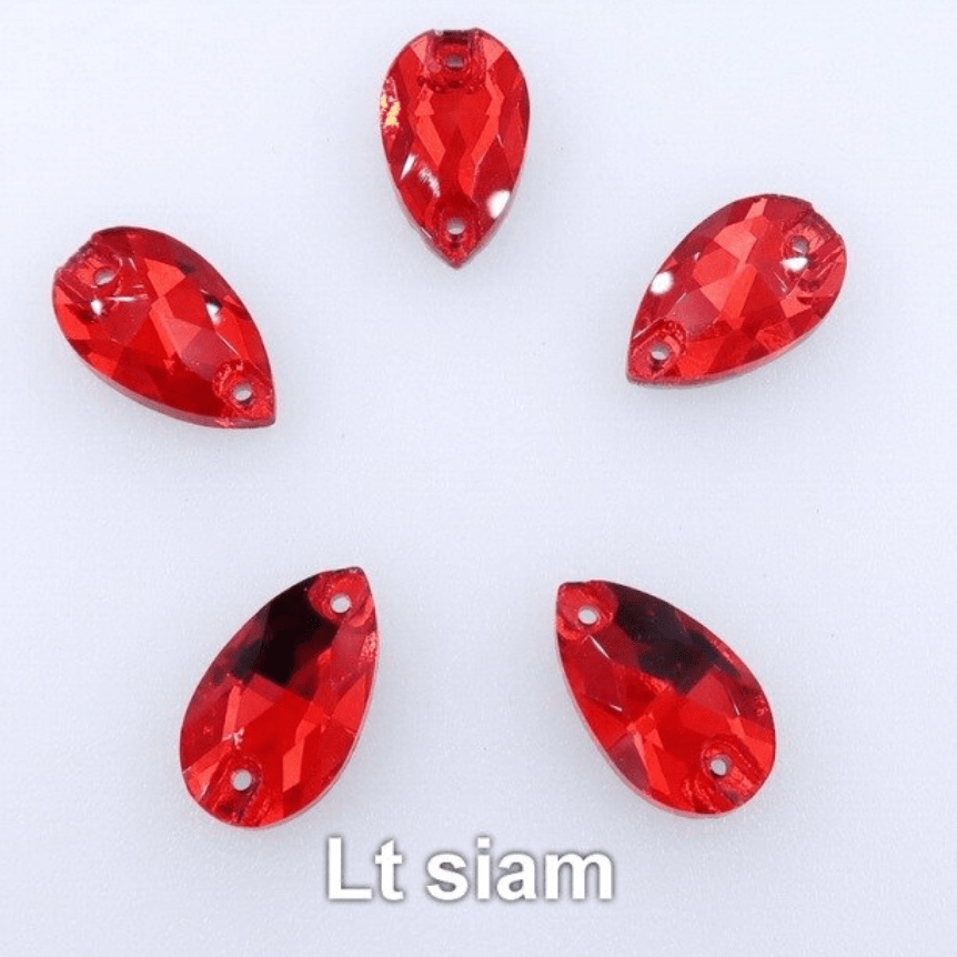 Glass Gems Glass Gems 11*18mm Light Siam Red Glass Teardrop, sew on, Glass Gem