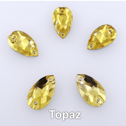 Glass Gems Glass Gems 11*18mm Topaz Yellow Glass Teardrop, sew on, Glass Gem