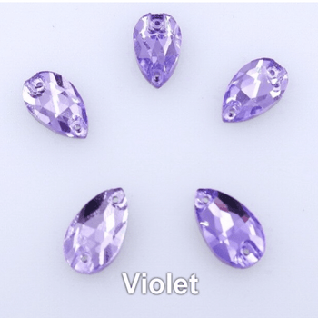 Glass Gems Glass Gems 11*18mm Violet Light Purple Glass Teardrop, sew on, Glass Gem