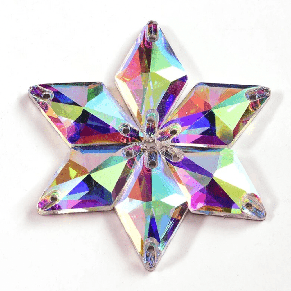 Sundaylace Creations & Bling Glass Gems AB Rhombus 11*19mm AB Rhombus Diamond Shaped, Sew on, Glass Gem (Sold in Pair)