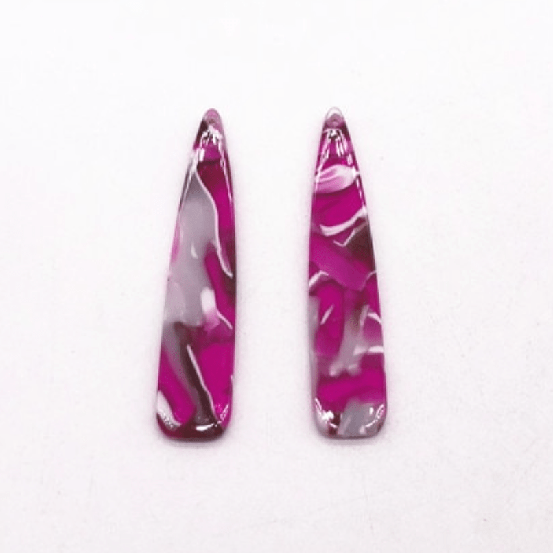 Sundaylace Creations & Bling Resin Gems 11*55mm Hot Pink & Grey Marble, Sew on, Large Resin Gem